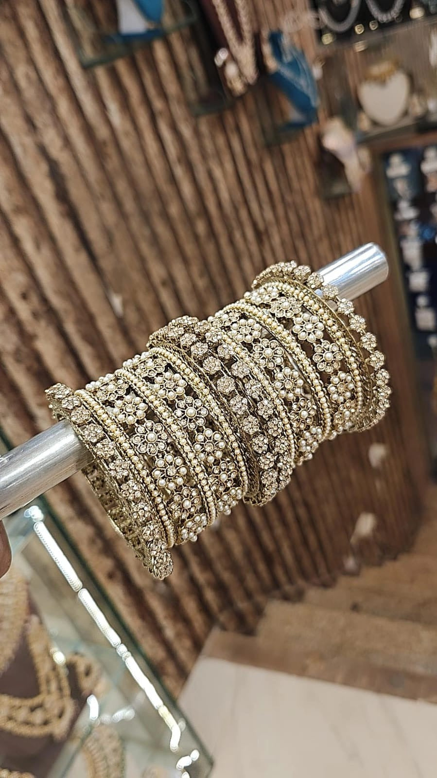 Pakistani Floral Golden Bangle Chura Set For Wedding - Libasaa.com