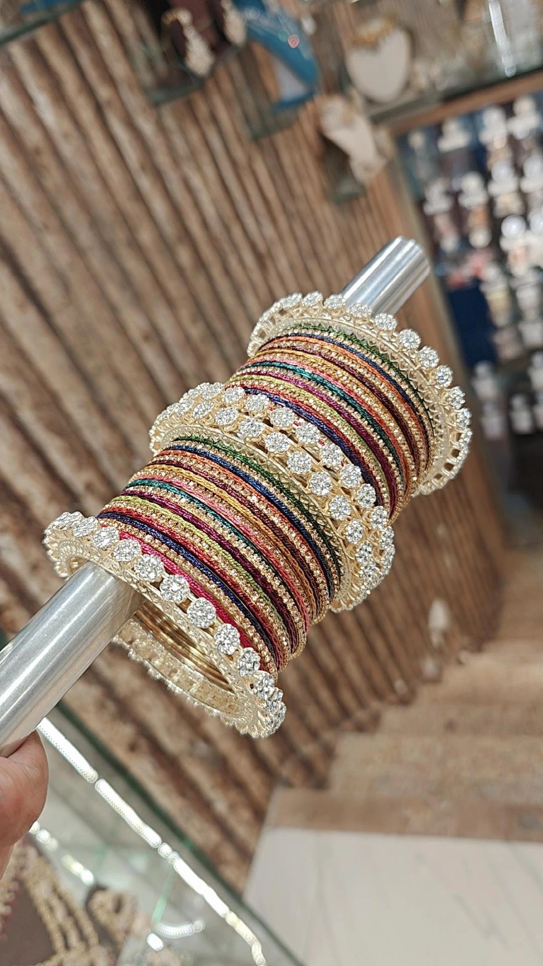 Indian Multicolor kundan Floral Kada Bangle Set For Wedding - Libasaa.com