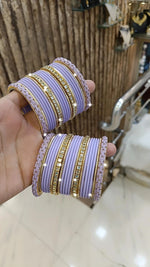 Elegant Bridal Stone Work Bangle Chura Set Set For Wedding - Libasaa.com