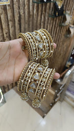 Rajsthani Traditional Stone Work Bridal Chura With Jhumki Set - Libasaa.com