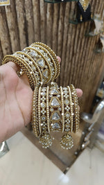 Rajsthani Traditional Stone Work Bridal Chura With Jhumki Set - Libasaa.com