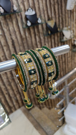 Rangila Pearl Stone Beaded Gold Tone Bangle Chura Set - Libasaa.com