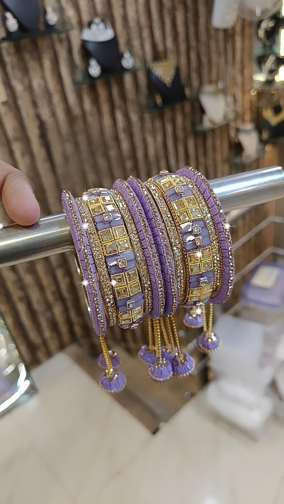 Rangila Pearl Stone Beaded Gold Tone Bangle Chura Set - Libasaa.com