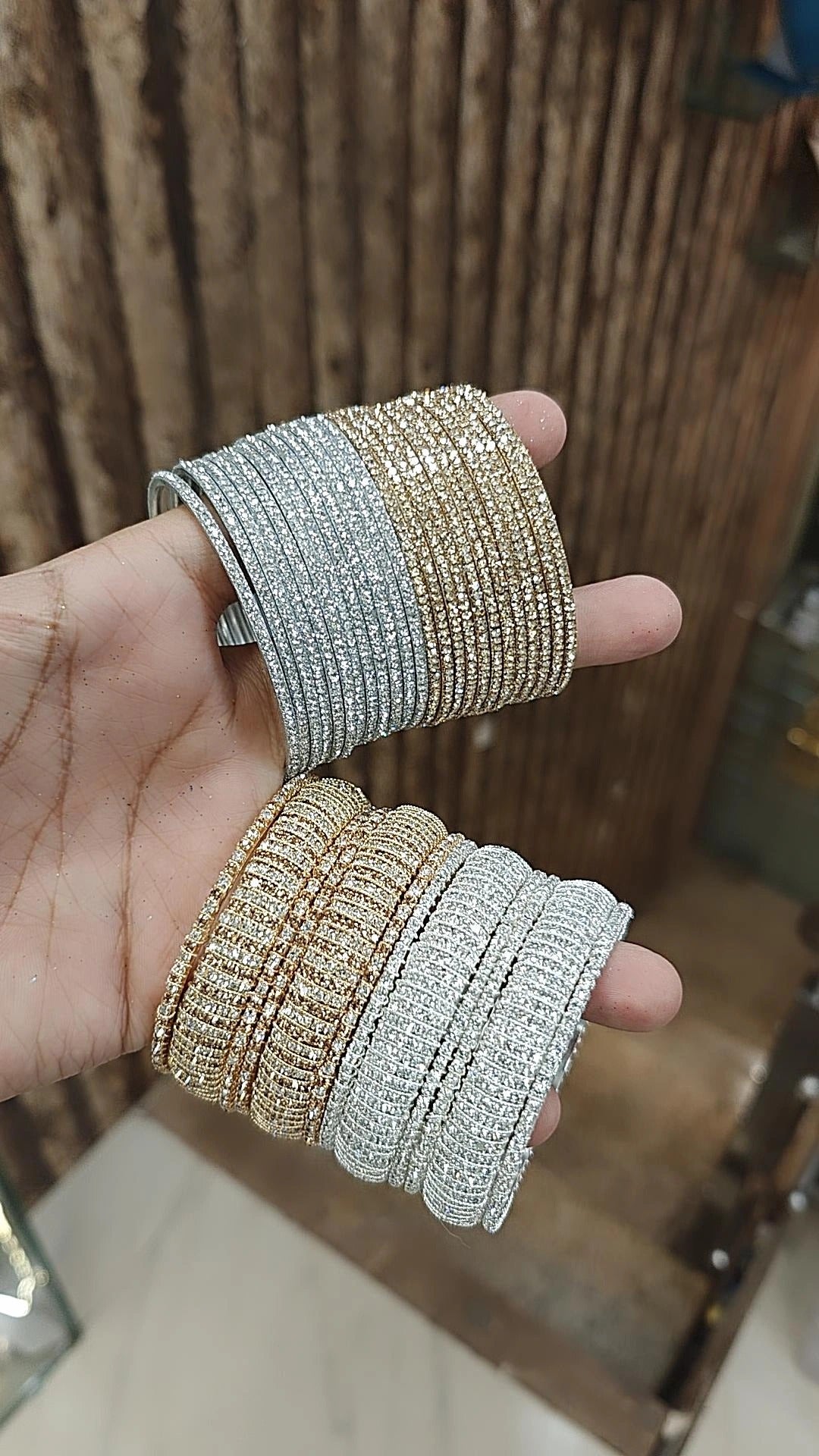 Golden Silver Finish Indian Bridal Bangle Chura Set For Wedding - Libasaa.com