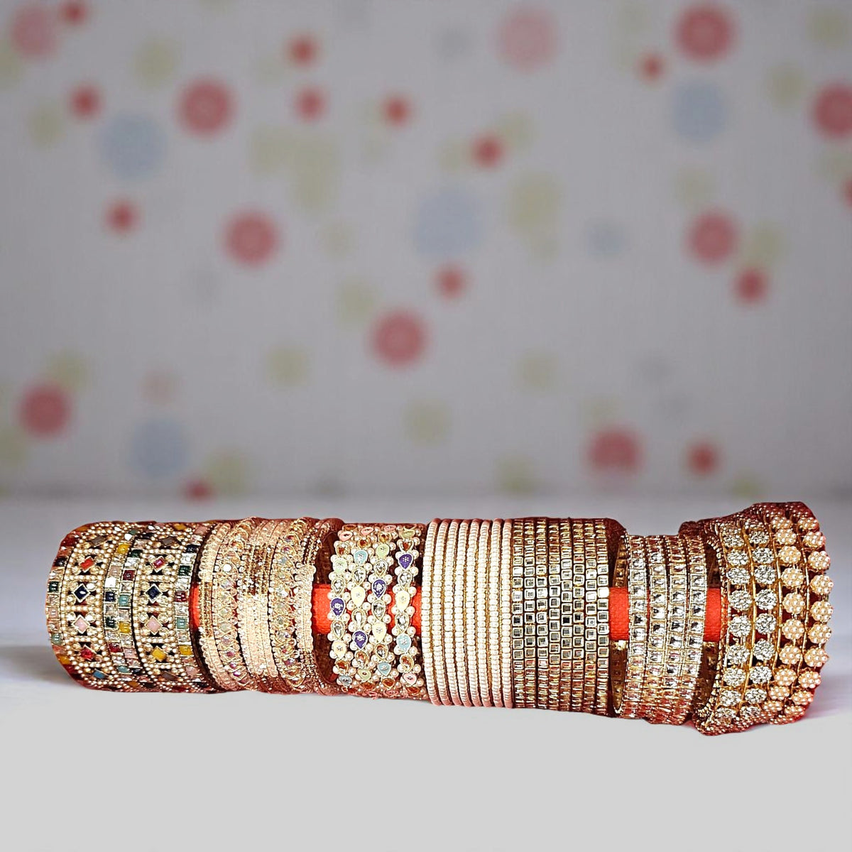 Multicolor Kundan Wedding Gift Combo Box – Elegant 1 Roll Bangles Box