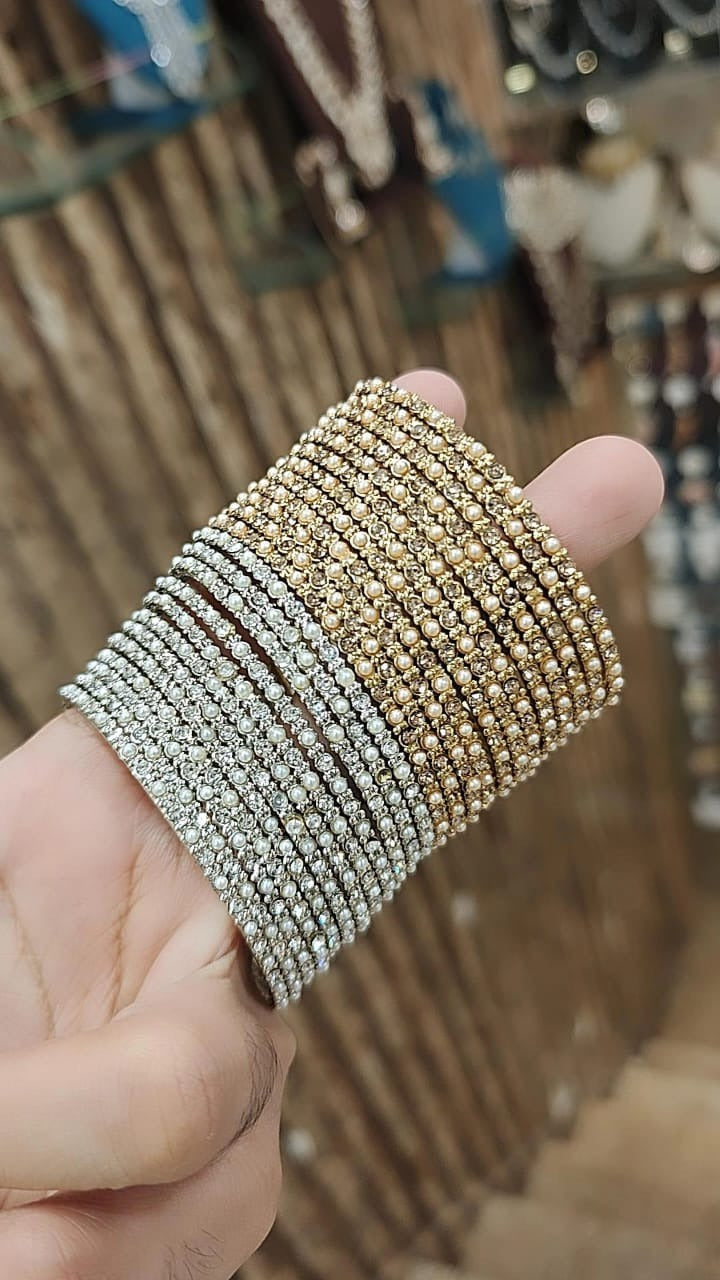 Indian Pearl Bridal Bangle Set For Wedding - Libasaa.com