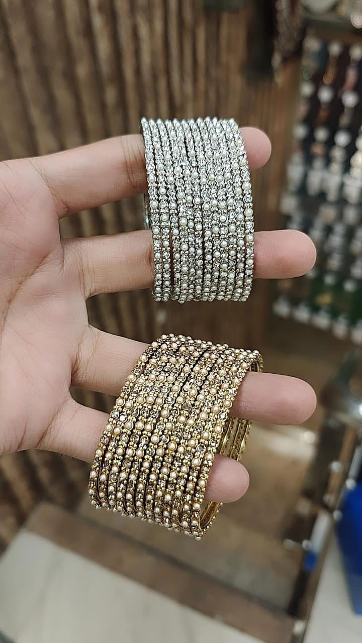 Indian Pearl Bridal Bangle Set For Wedding - Libasaa.com