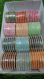 MOTI METAL DOTTED BOX – Set of 12 Colourful Bangle Set