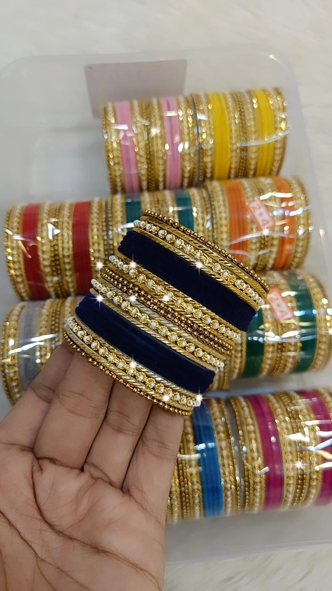 Pakistani Kundan Bangle 12 Set Combo Box – 12 Rich Colour Shades