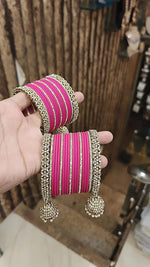 Indian Traditional Kundan Bangle Chura With Jhumar Set For Women - Libasaa.com