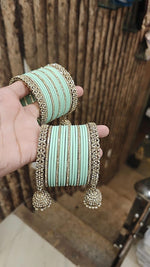 Indian Traditional Kundan Bangle Chura With Jhumar Set For Women - Libasaa.com