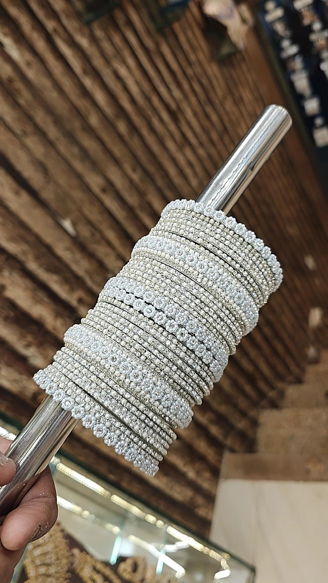 Pakistani Flower Design Brass Bangle Jewelry Set - Libasaa.com