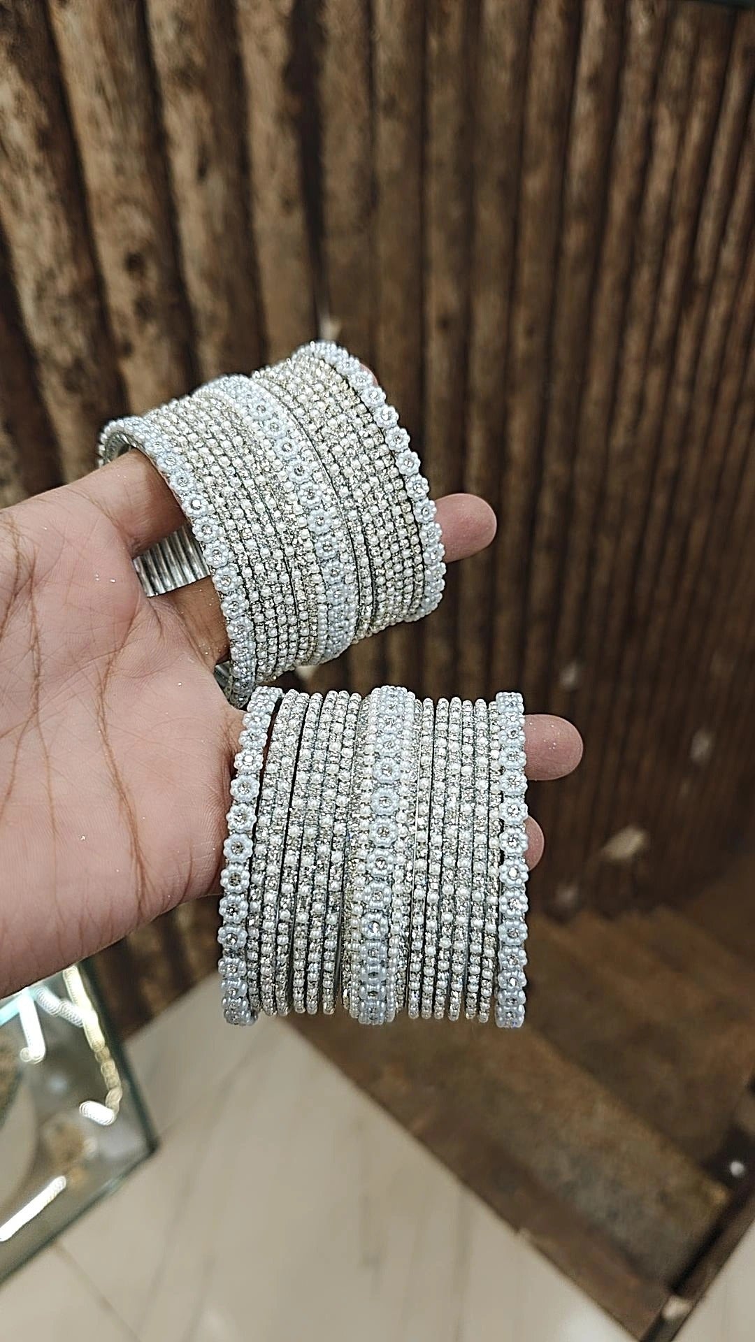 Pakistani Flower Design Brass Bangle Jewelry Set - Libasaa.com