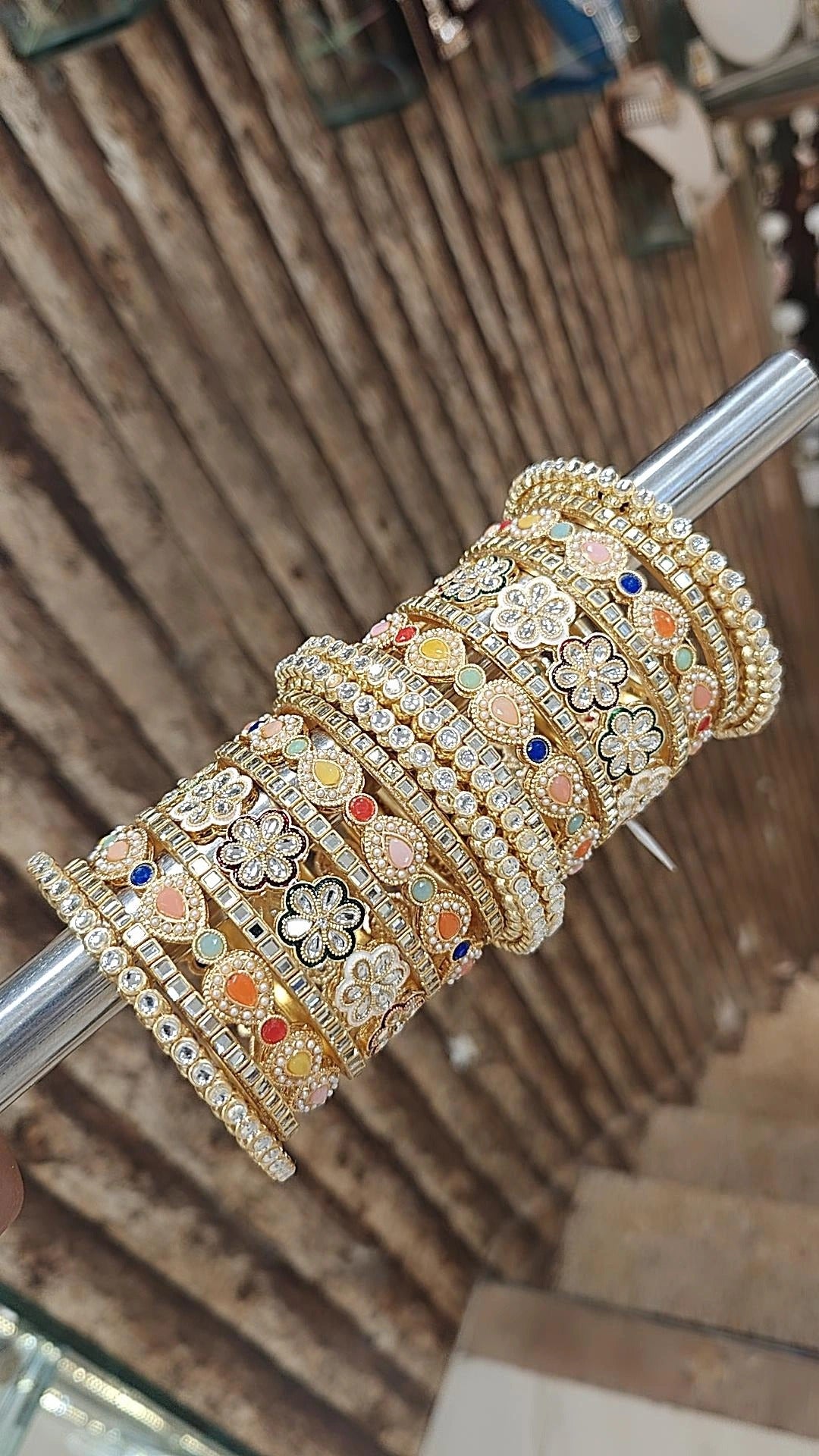 Wedding Floral Drop Design CZ Ethnic Bridal Chura Kada Set For Women