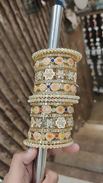 Wedding Floral Drop Design CZ Ethnic Bridal Chura Kada Set For Women