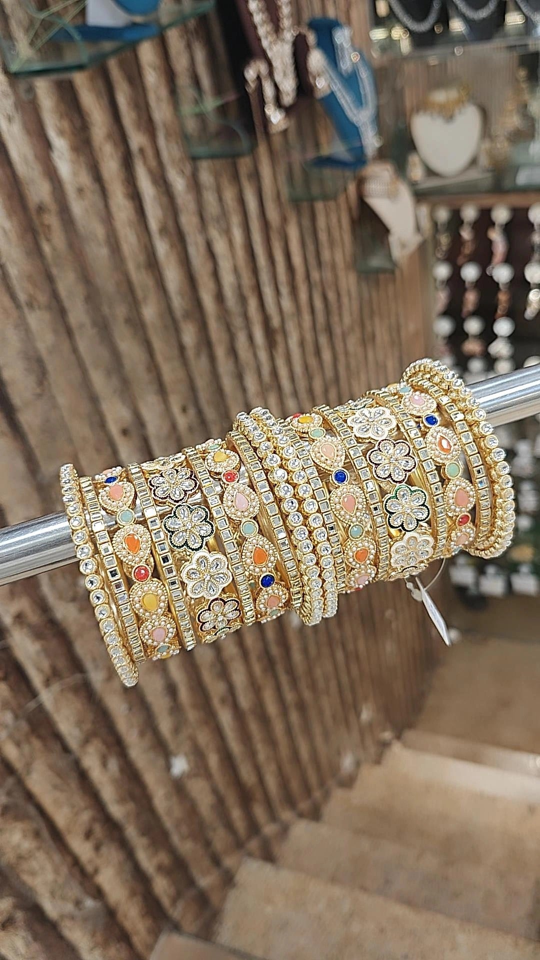 Wedding Floral Drop Design CZ Ethnic Bridal Chura Kada Set For Women