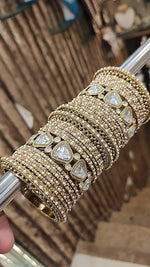 Indian Handmade Copper Kundan Stone Work Bridal Chura Set For Wedding - Libasaa.com