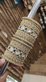 Indian Handmade Copper Kundan Stone Work Bridal Chura Set For Wedding - Libasaa.com