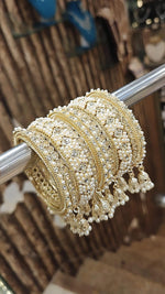 Indian Bridal Kundan Stone Work Bangle Chura Set For Women - Libasaa.com