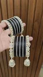 Jaipuri Traditional Thread Gold Plated Kundan Bridal Bangle With Set - Libasaa.com