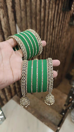 Pakistani Gold Plated Thread Kundan Wedding Bangle With Jhumki Set For Anniversary Gift - Libasaa.com