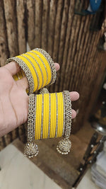 Pakistani Gold Plated Thread Kundan Wedding Bangle With Jhumki Set For Anniversary Gift - Libasaa.com