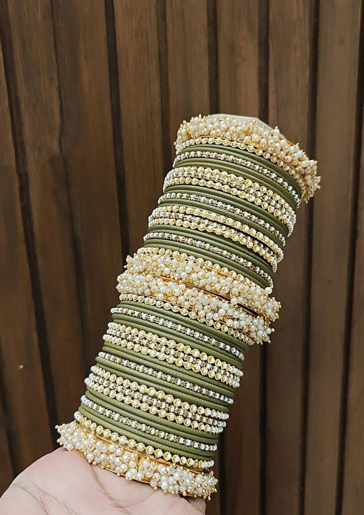 Floral Motif Stone Beaded Bridal Bangle Set For Set Wedding - Libasaa.com