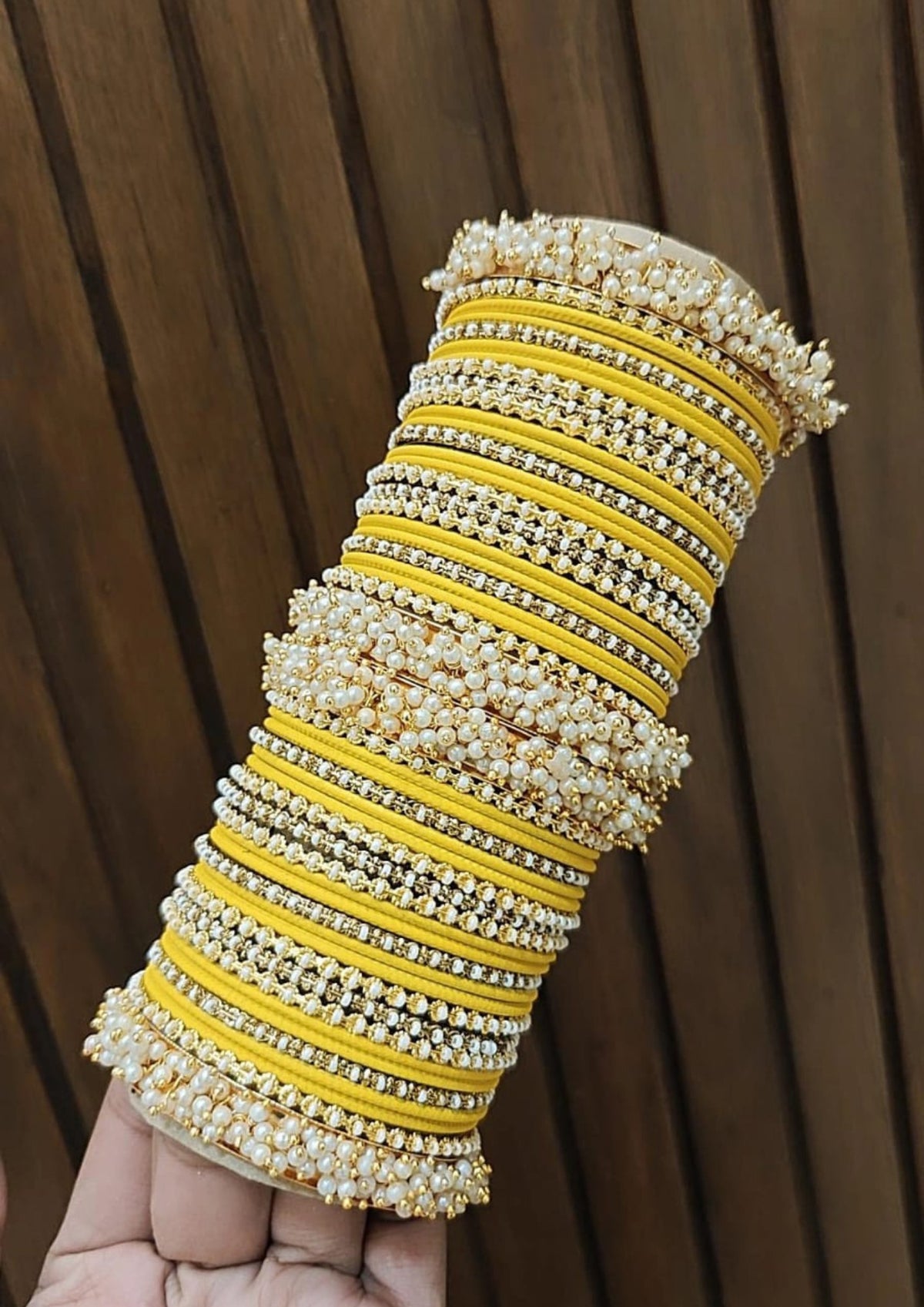 Floral Motif Stone Beaded Bridal Bangle Set For Set Wedding - Libasaa.com