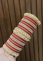 Floral Motif Stone Beaded Bridal Bangle Set For Set Wedding - Libasaa.com