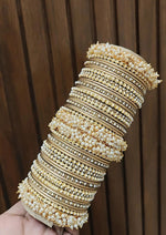 Floral Motif Stone Beaded Bridal Bangle Set For Set Wedding - Libasaa.com