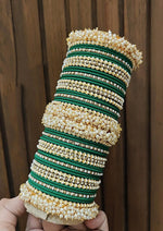 Floral Motif Stone Beaded Bridal Bangle Set For Set Wedding - Libasaa.com