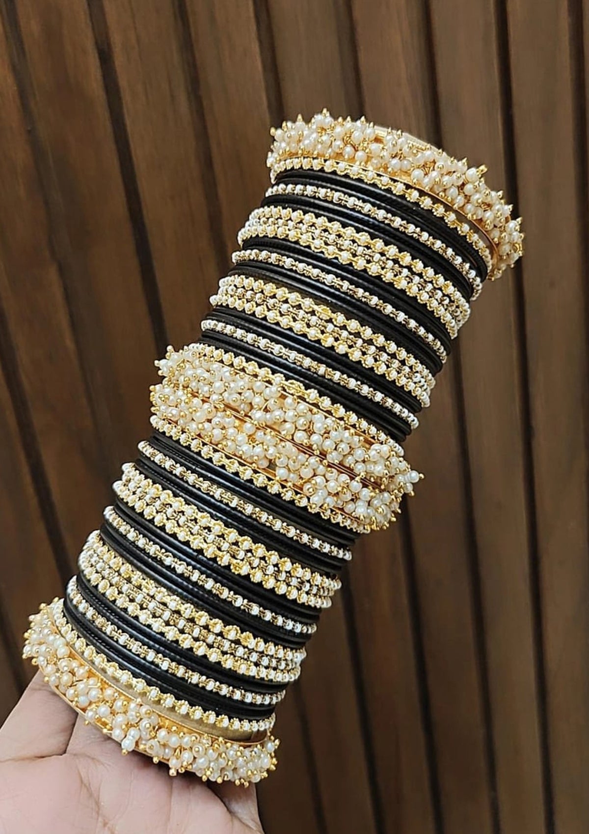 Floral Motif Stone Beaded Bridal Bangle Set For Set Wedding - Libasaa.com