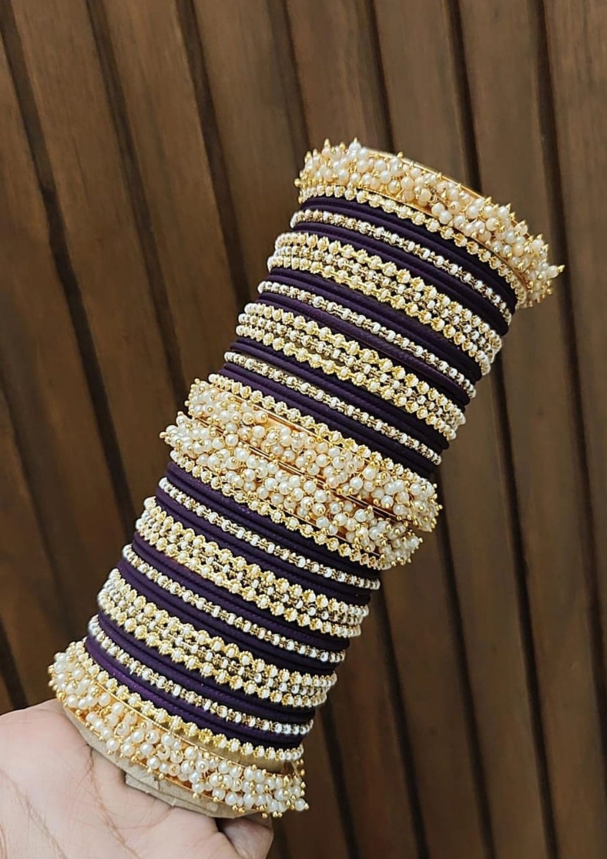 Floral Motif Stone Beaded Bridal Bangle Set For Set Wedding - Libasaa.com