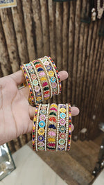 Jaipuri Flower Design Multicolor Bangle Chura Set | Indian Bangle Set | Indian Jewelry | Traditional Jewelry - Libasaa.com