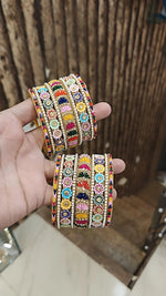 Jaipuri Flower Design Multicolor Bangle Chura Set | Indian Bangle Set | Indian Jewelry | Traditional Jewelry - Libasaa.com