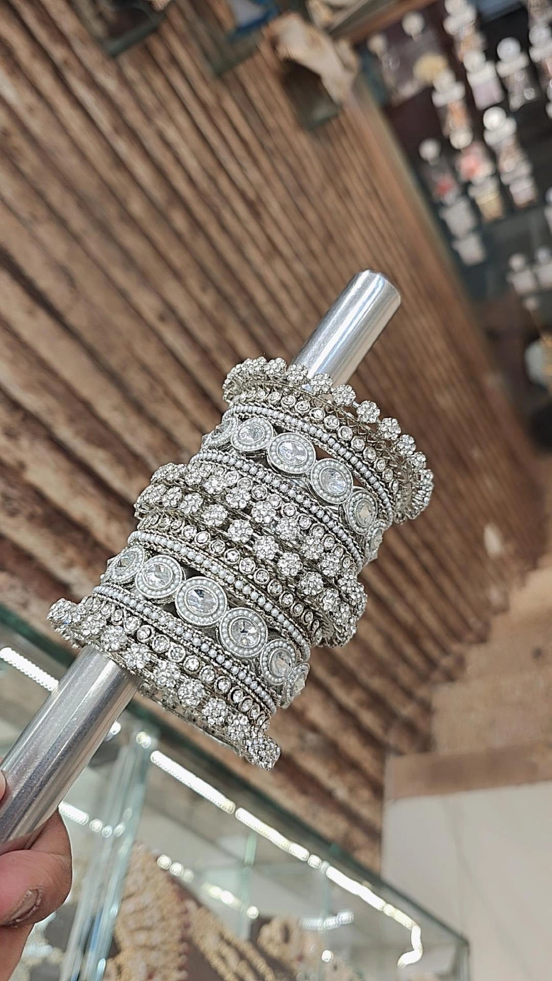 Rajsthani Silver Stone Work Bangle Chura Set | Indian Bangle Set | Indian Jewelry | Traditional Jewelry - Libasaa.com