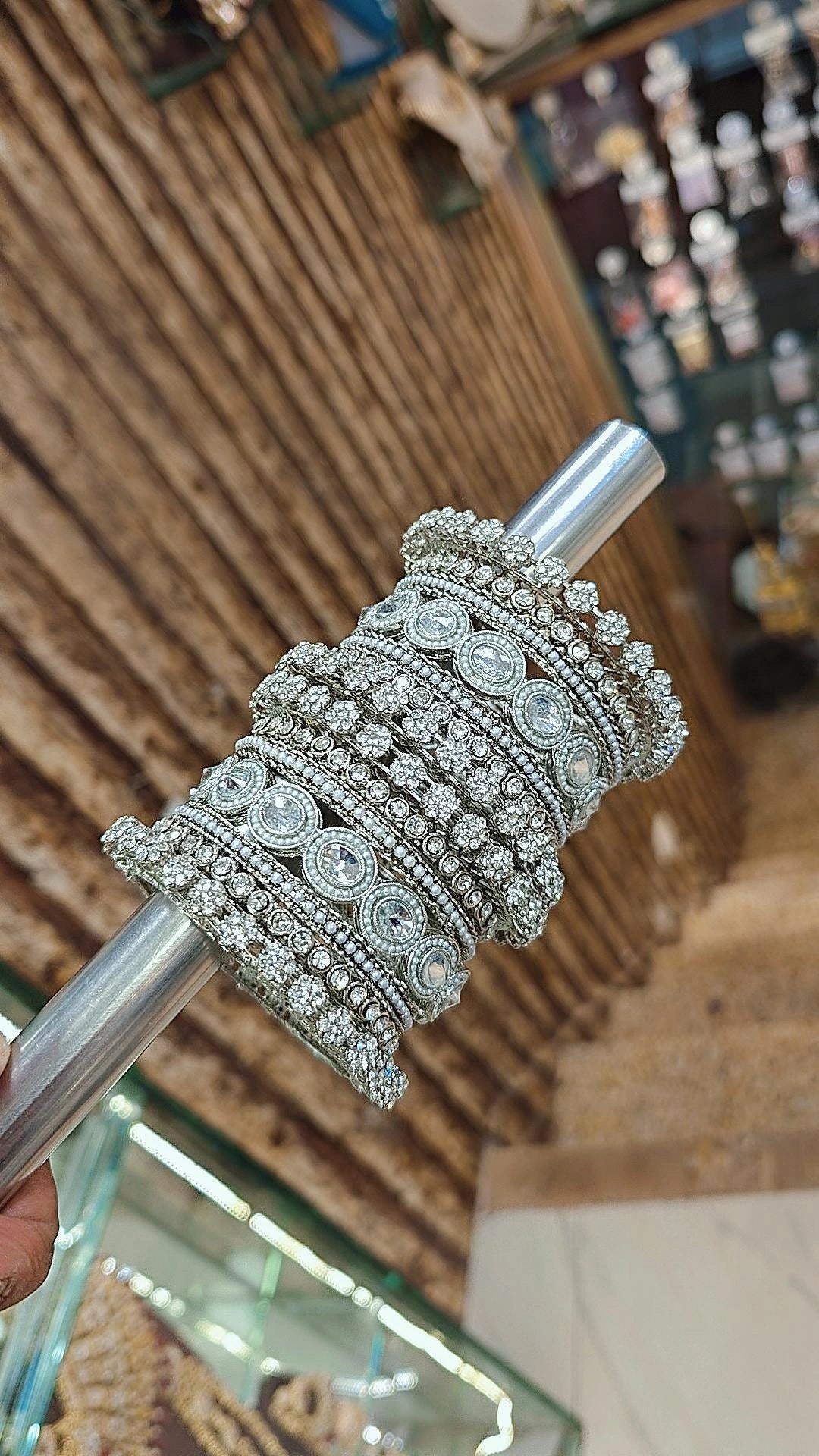 Rajsthani Silver Stone Work Bangle Chura Set | Indian Bangle Set | Indian Jewelry | Traditional Jewelry - Libasaa.com