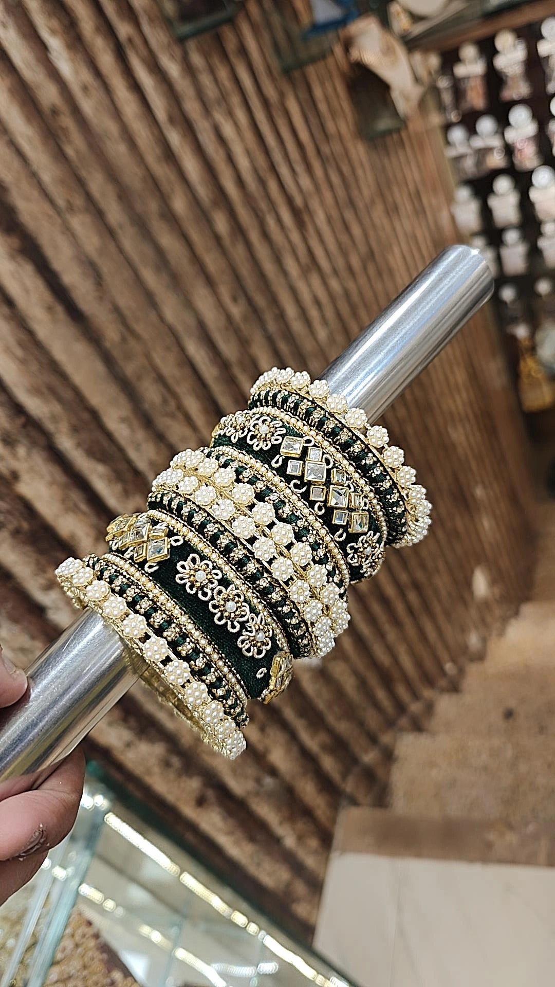 Traditional Velvet Kundan Bangle Kada Set For Wedding | Indian Bangle Set | Indian Jewelry | Traditional Jewelry - Libasaa.com