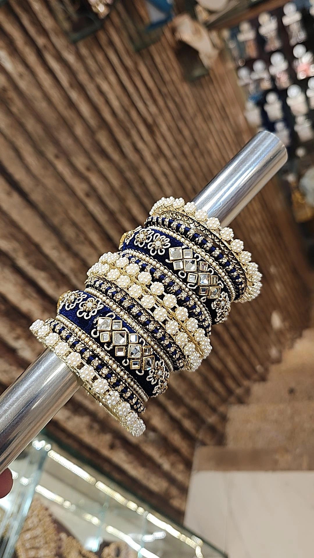 Traditional Velvet Kundan Bangle Kada Set For Wedding | Indian Bangle Set | Indian Jewelry | Traditional Jewelry - Libasaa.com