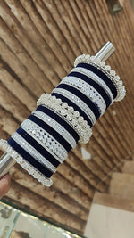 Blue Indian Ethnic Stone Work Bangle Kada Set | Indian Bangle Set | Indian Jewelry | Traditional Jewelry - Libasaa.com
