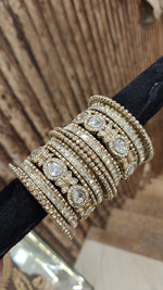 Golden Pakistani Kundan Stone Work Bangle Set For Wedding | Pakistani Bangle Set | Pakistani Jewelry | Traditional Jewelry - Libasaa.com