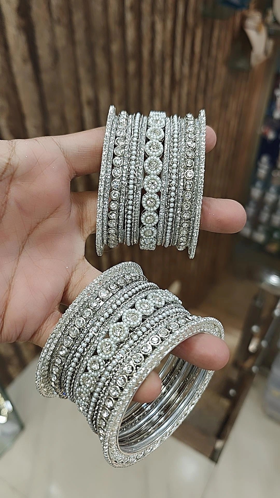 Silver Stone Work Bangle Set | Pakistani Bangle Set | Pakistani Jewelry | Traditional Jewelry - Libasaa.com