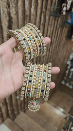 Multicolor Pakistani Stone Work Bangle kada Set For Wedding | Pakistani Bangle Set | Pakistani Jewelry | Traditional Jewelry - Libasaa.com