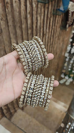 Antique Golden Mirror Work Bangle Kada Set | Pakistani Bangle Set | Pakistani Jewelry | Traditional Jewelry - Libasaa.com