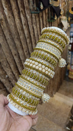 Lucknowi Traditional Stone Work Bangle Jhumki With Kada Set | Pakistani Bangle Set | Pakistani Jewelry | Traditional Jewelry - Libasaa.com