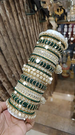 Lucknowi Traditional Stone Work Bangle Jhumki With Kada Set | Pakistani Bangle Set | Pakistani Jewelry | Traditional Jewelry - Libasaa.com