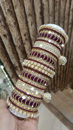 Lucknowi Traditional Stone Work Bangle Jhumki With Kada Set | Pakistani Bangle Set | Pakistani Jewelry | Traditional Jewelry - Libasaa.com