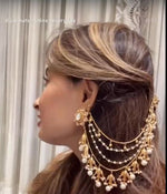 Premium Gold-Plated Kundan & Pearl Drop Earrings with Chains | Traditional Indian Bridal & Wedding Earring Set for Women