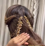 Premium Gold-Plated Kundan & Pearl Drop Earrings with Chains | Traditional Indian Bridal & Wedding Earring Set for Women