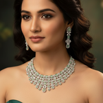 Elegant Green Stone Diamond Choker Necklace Set – Bridal & Party Wear - Libasaa.com